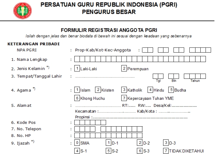 Pendaftaran PGRI Kab. Lebak - Persatuan Guru Republik Indonesia Cabang Kab. Lebak